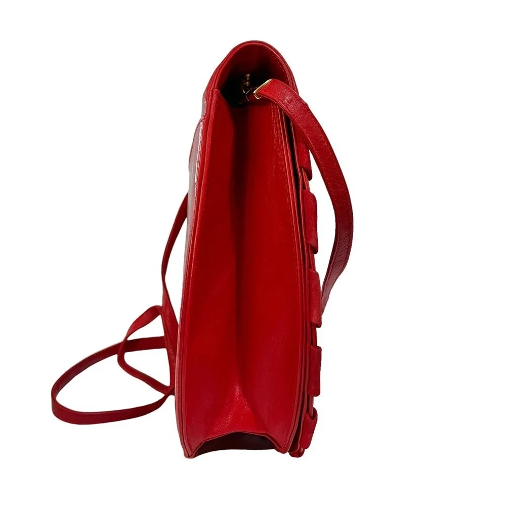 Valentino Garavani Vintage Red Leather Suede Whipstitch Luxury Saddle Bag - Picture 12 of 16